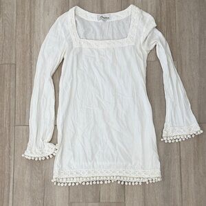 Elegant White Lace Trim Mini Dress